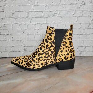 Steve Madden Leopard Boots Womens Size 7 Jerry Bootie Calf Hair Chelsea